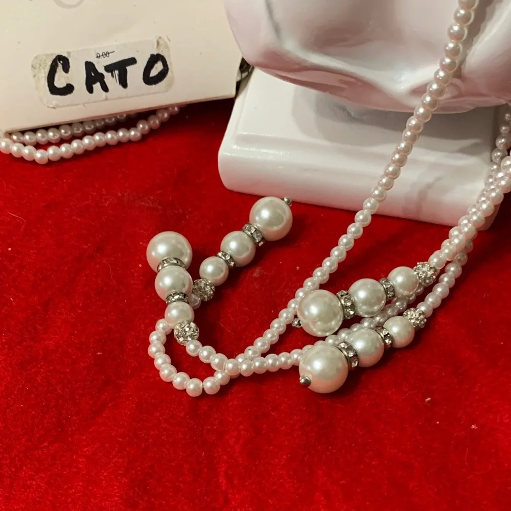 Cato Classic White Faux Pearl Necklace Singed NWT - Picture 4 of 5